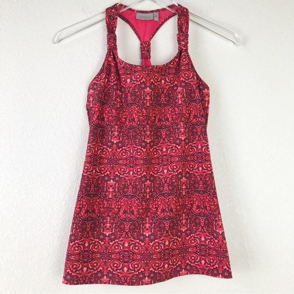 Athleta Fuse Racerback Patterned Activewear Tank Top Lightly Padded Shelf Bra XS